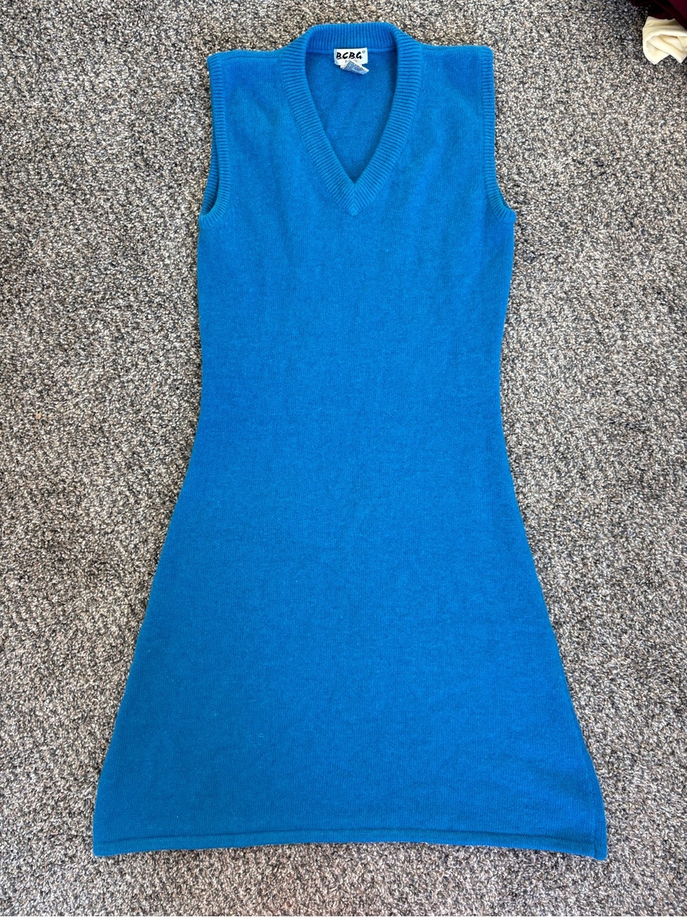 vtg BCBG Paris lambswool & angora rabbit hair knit sweater dress